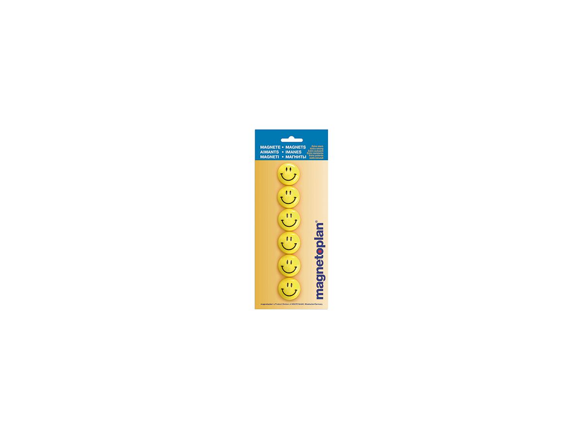 magnetoplan Magnet Smilies 16672 30mm gelb 6 St./Pack