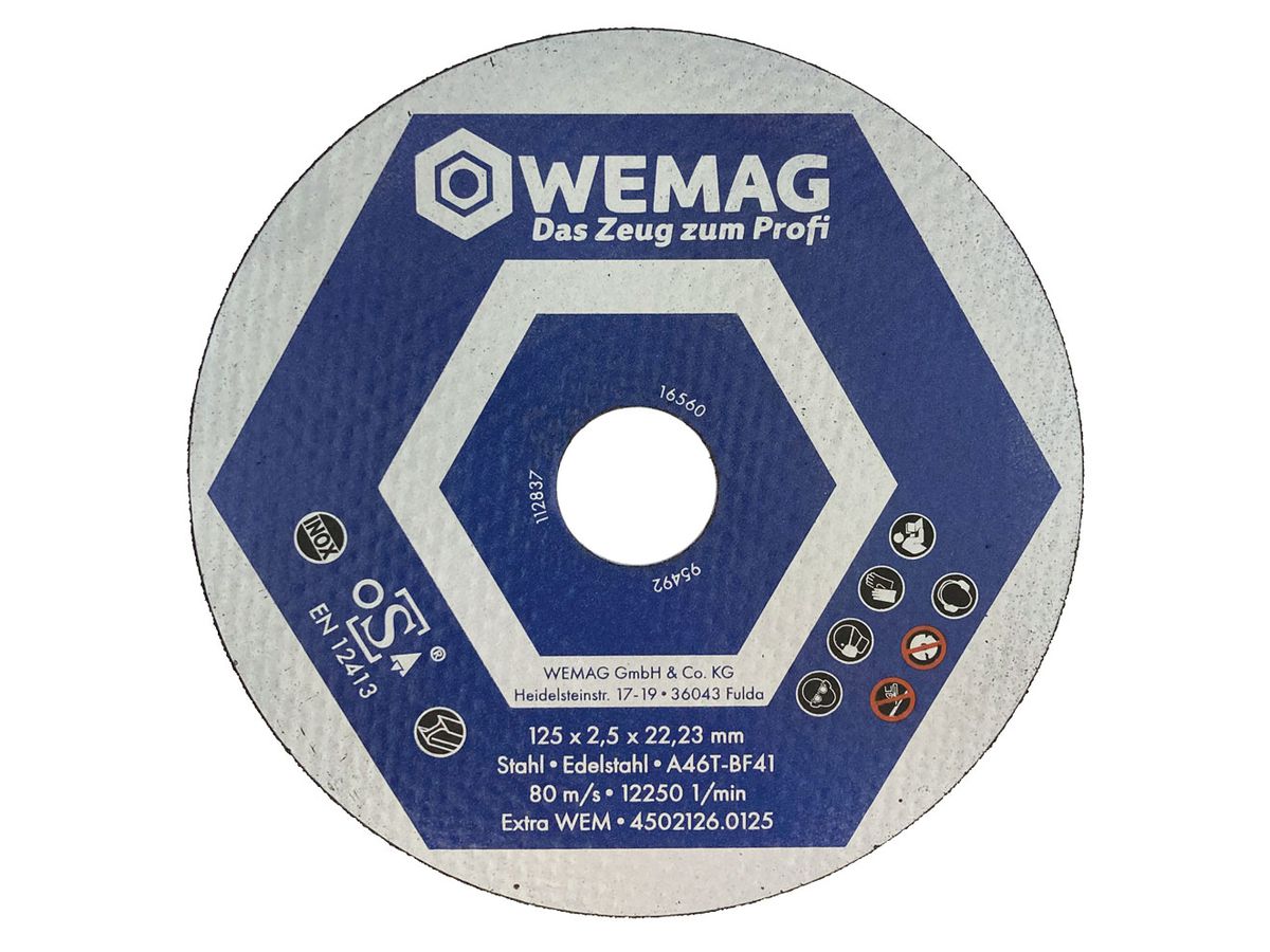 WEMAG Trennscheibe STAHL/INOX 125x2,5x22,23mm
