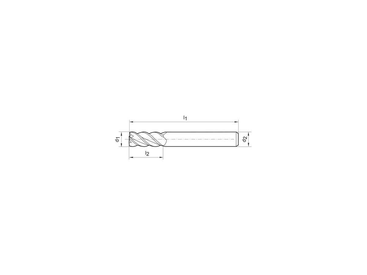 FORMAT GT VHM-HPC-Fräser ER Z4 HB TiAlN 10/R4,0