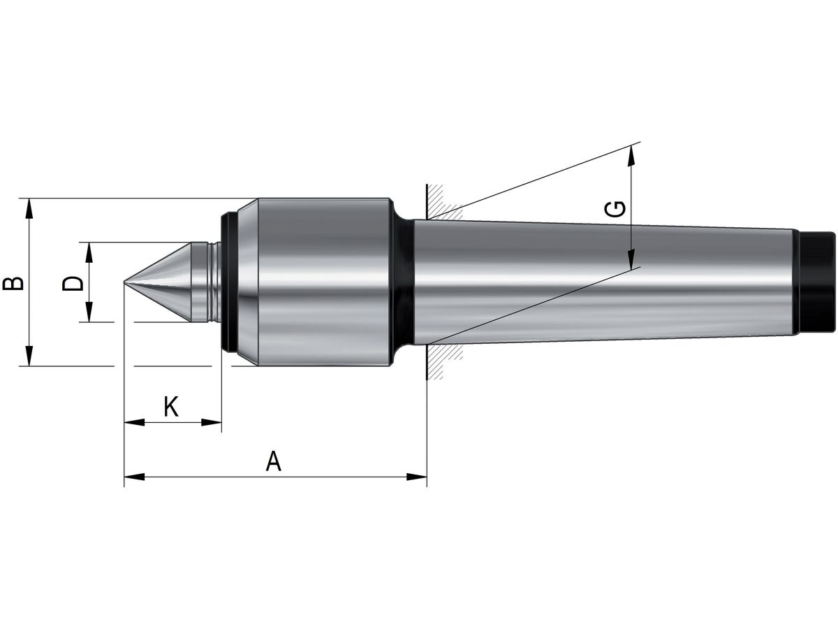 Körnerspitze mitlaufend 600 Gr. 08 MK 4 Röhm