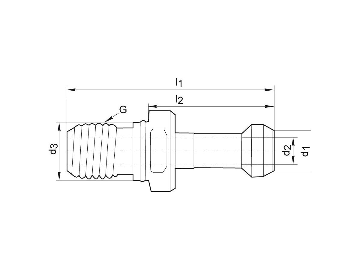 Aantrekbout JISB6339 BT30 45grad. FORMAT JISB6339 BT 30 45 Grad