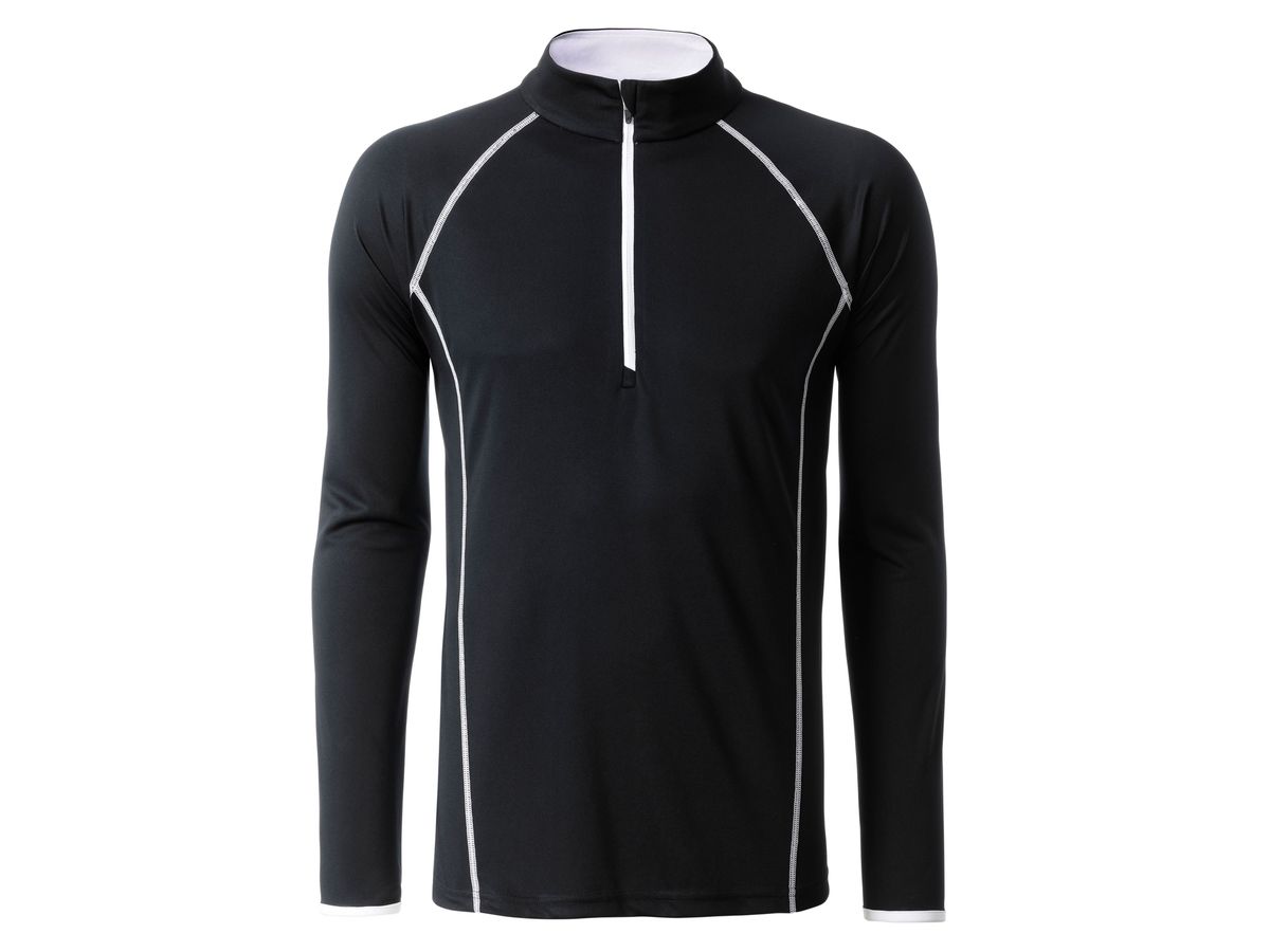 JN Men's Sports Shirt Longsleeve JN498 black/white, Größe M