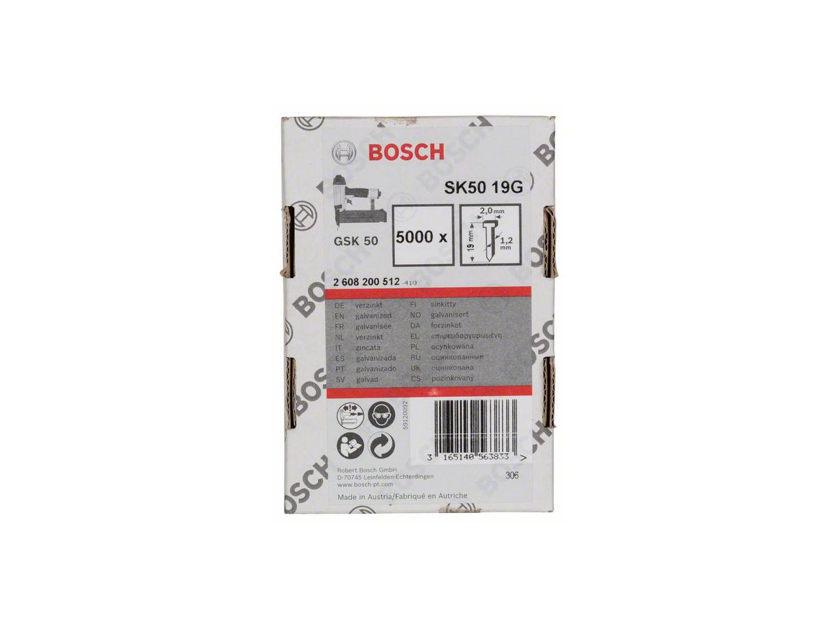 BOSCH Senkkopf-Stift SK 640 19G 1,2/19 mm, verzinkt, VE 5000