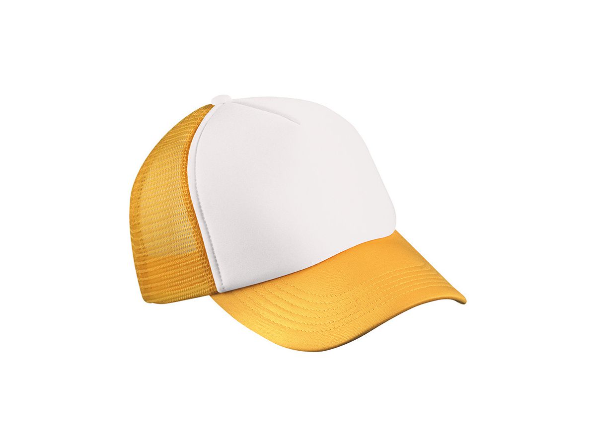 mb 5 Panel  Mesh Cap for Kids MB071 100%PES, white/gold-yellow, Gr. one size