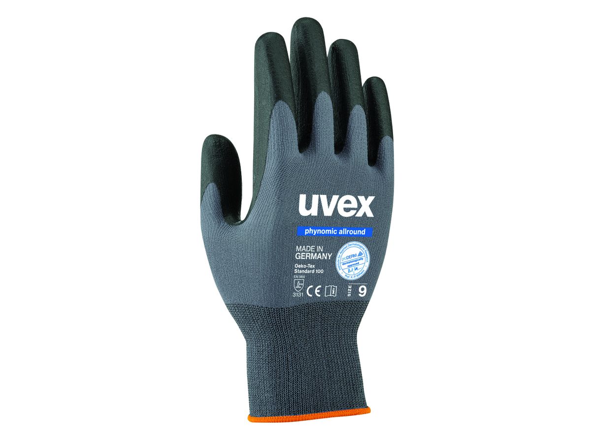 UVEX Montage-Handschuh phynomic allround Polymerschaum grau/schwarz, 6004.9