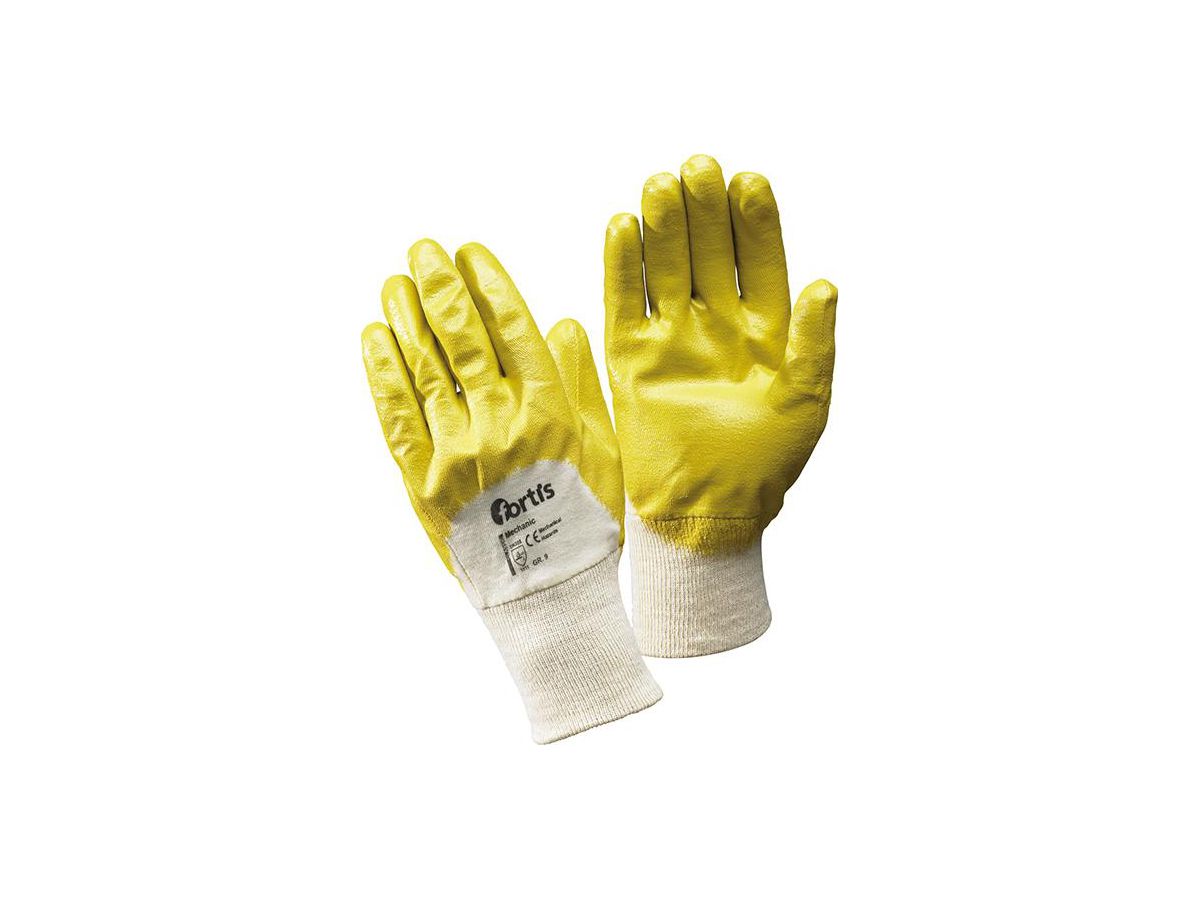 FORTIS Handschuh Mechanic gelb, 12 Paar, Nitril, Größe 10