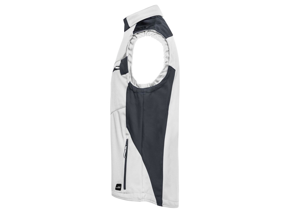 JN Workwear Softshell Vest JN845 100%PES, white/carbon, Größe 5XL