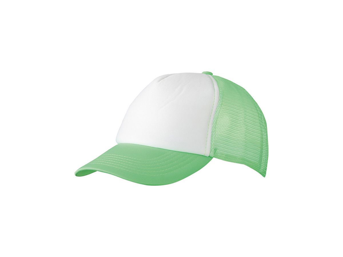 mb 5 Panel Polyester Mesh Cap MB070 100%PES, white/neon-green, Gr. one size