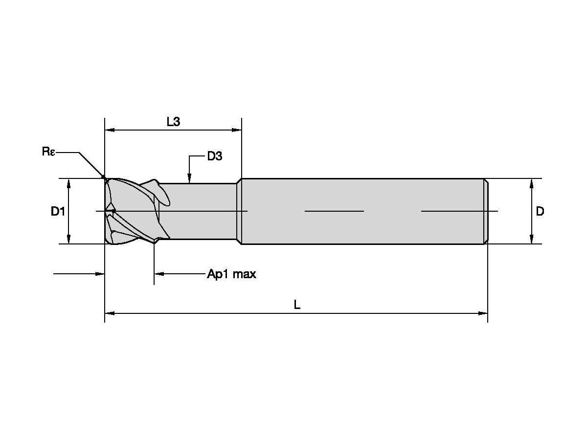 KENNAMETAL EADE0800A4AQGKYS40 CERAMIC D=8MM AP=6MM Z4 R=1 NECK