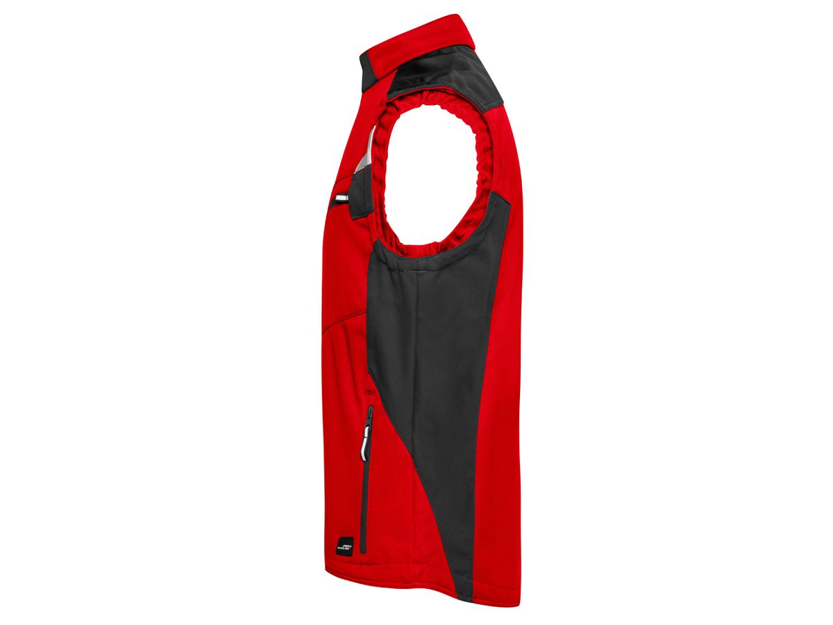 JN Workwear Softshell Vest JN845 100%PES, red/black, Größe XS