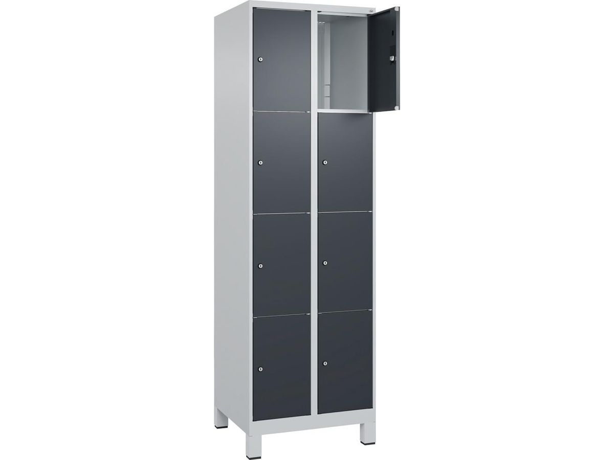 C+P Fächerschrank CLASSIC, Füße 1950x600x500mm, 7035/7016, 2x4 Fächer