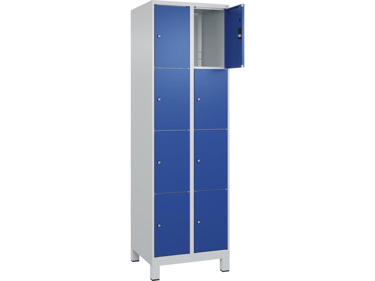 C+P Fächerschrank CLASSIC, Füße 1950x600x500mm, 7035/5010, 2x4 Fächer