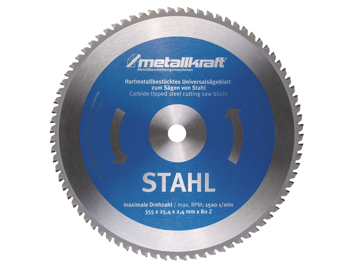 Metallkraft Sägeblatt Ø 355x2,4x25,4 mm für Stahl Z80