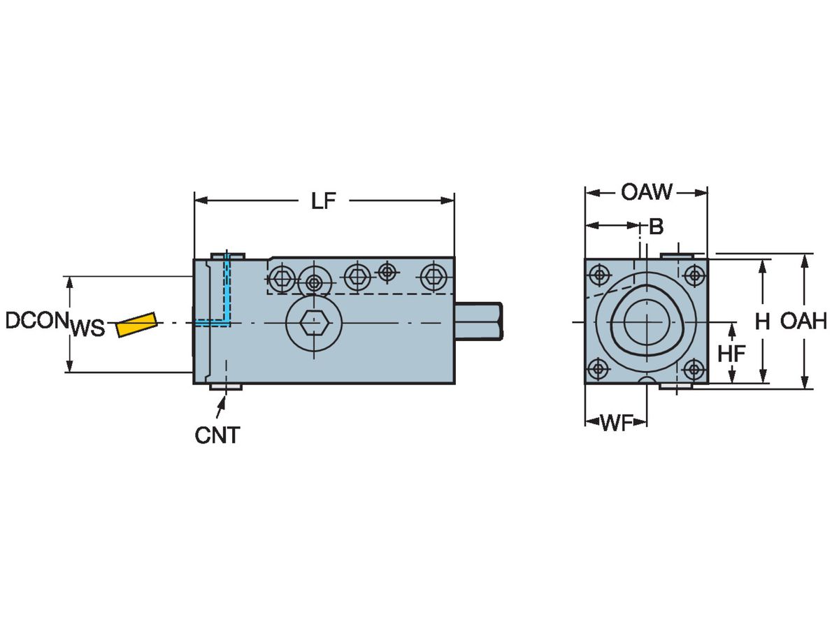 COROMANT Rechteckiger Schaft auf Capto Spanneinheit C4-RC2085-24102-16M