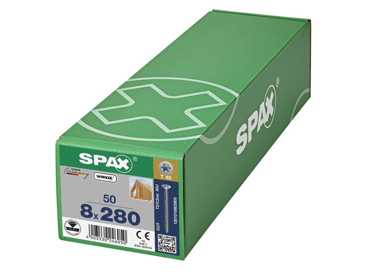 SPAX Senkmultikopf T-STAR+ T40 Vollg. CUT WIROX 50St, 8x280mm