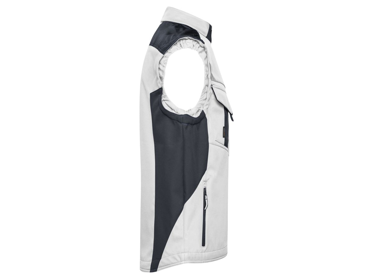 JN Workwear Softshell Vest JN845 100%PES, white/carbon, Größe 5XL