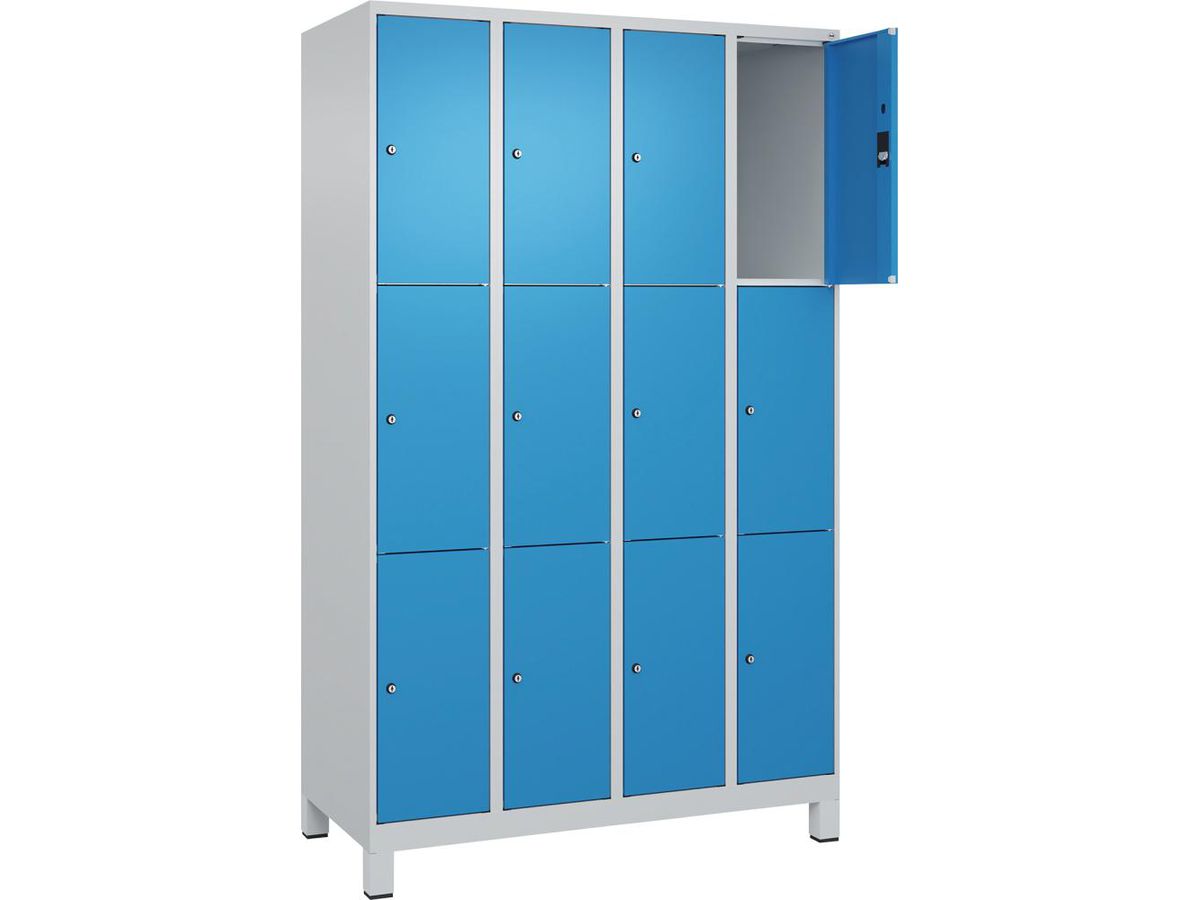 C+P Fächerschrank CLASSIC, Füße 1950x1200x500mm, 7035/5012, 4x3 Fächer