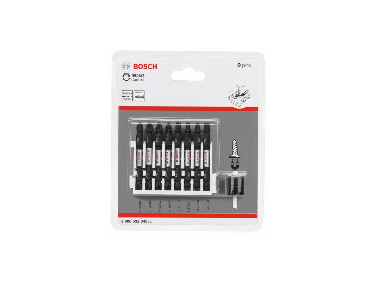 BOSCH Doppelklingenbit-Set Impact Control, 9-teilig, diverse, 65 mm