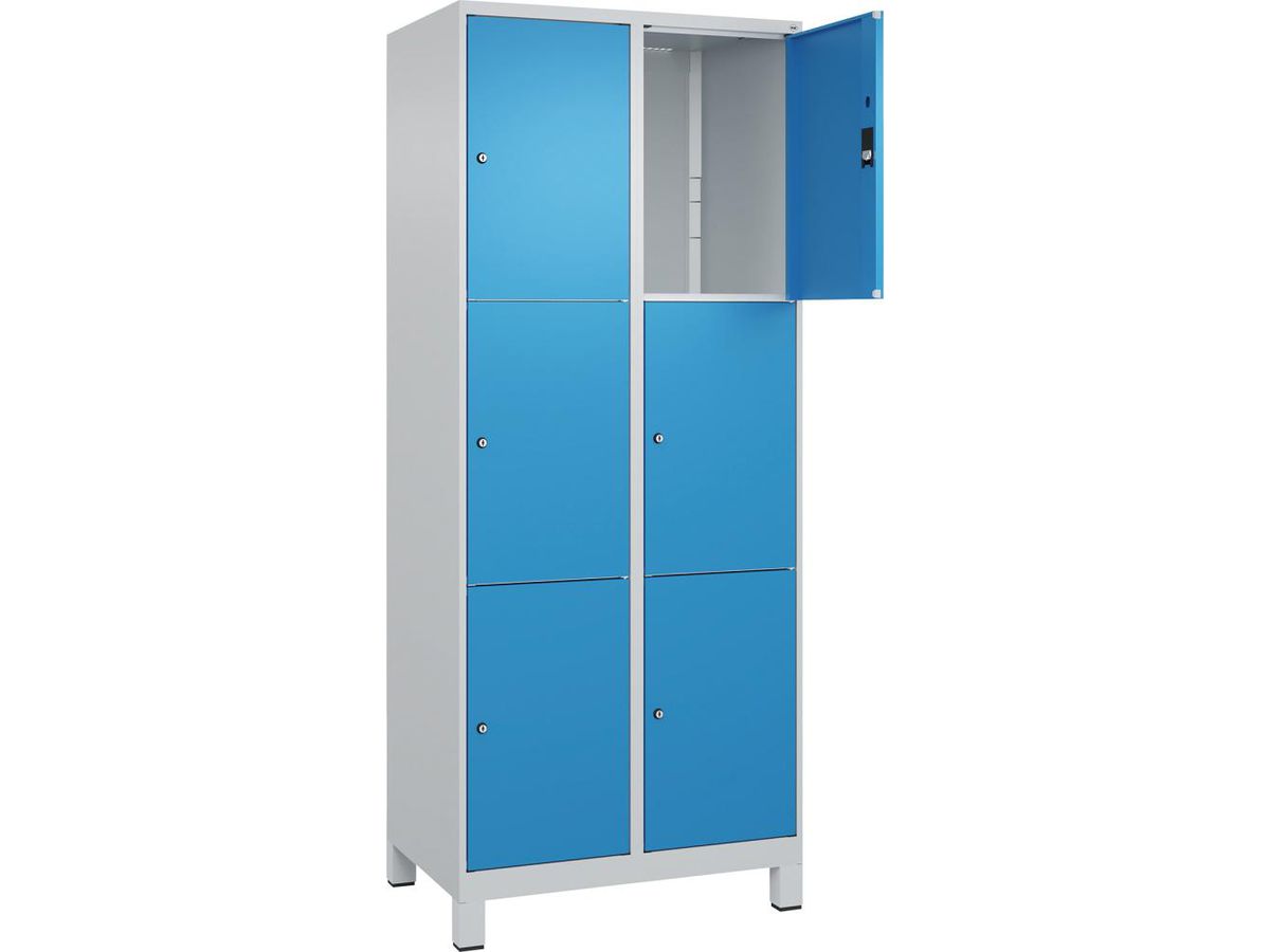 C+P Fächerschrank CLASSIC, Füße 1950x800x500mm, 7035/5012, 2x3 Fächer