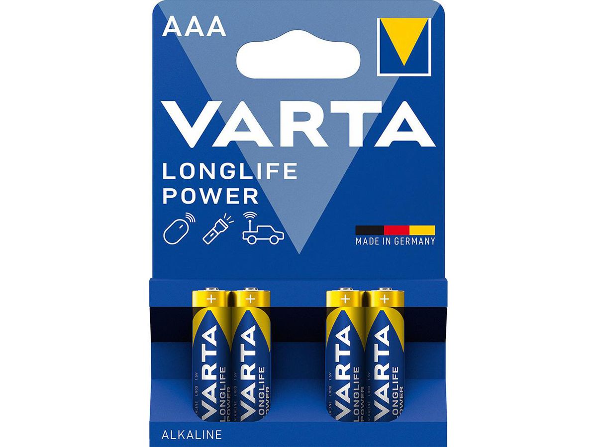 VARTA Batterie, AAA K4/Micro Bli-Verp. 4 Stk., Alkali-Mangan-Qualität