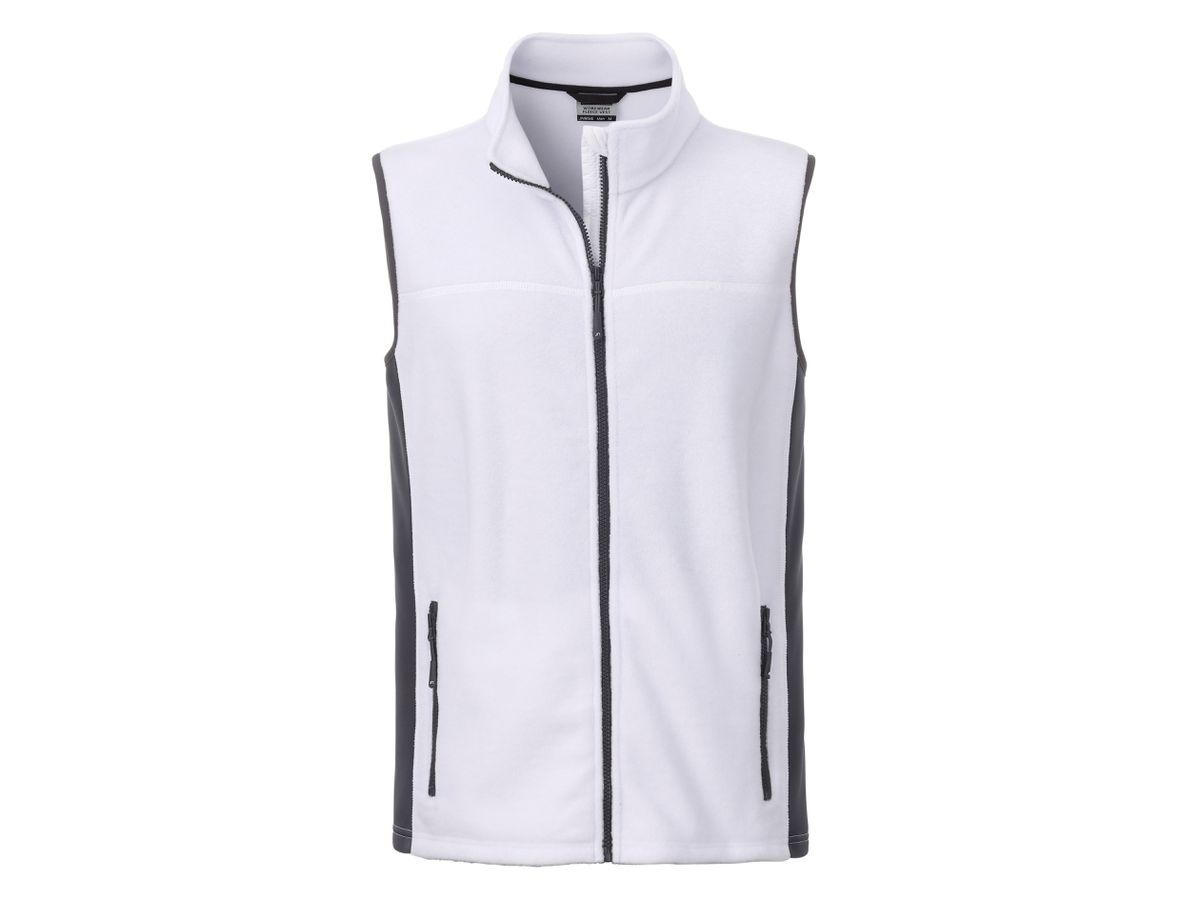 JN Men's Workwear Fleece Vest JN856 100%PES, white/carbon, Größe XS