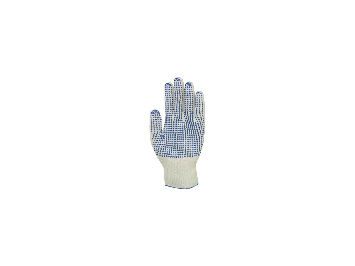 UVEX Unigrip 6620 Strickhandschuh, weiß Polyamid/BW, blaue PVC-Noppen, Gr. 7