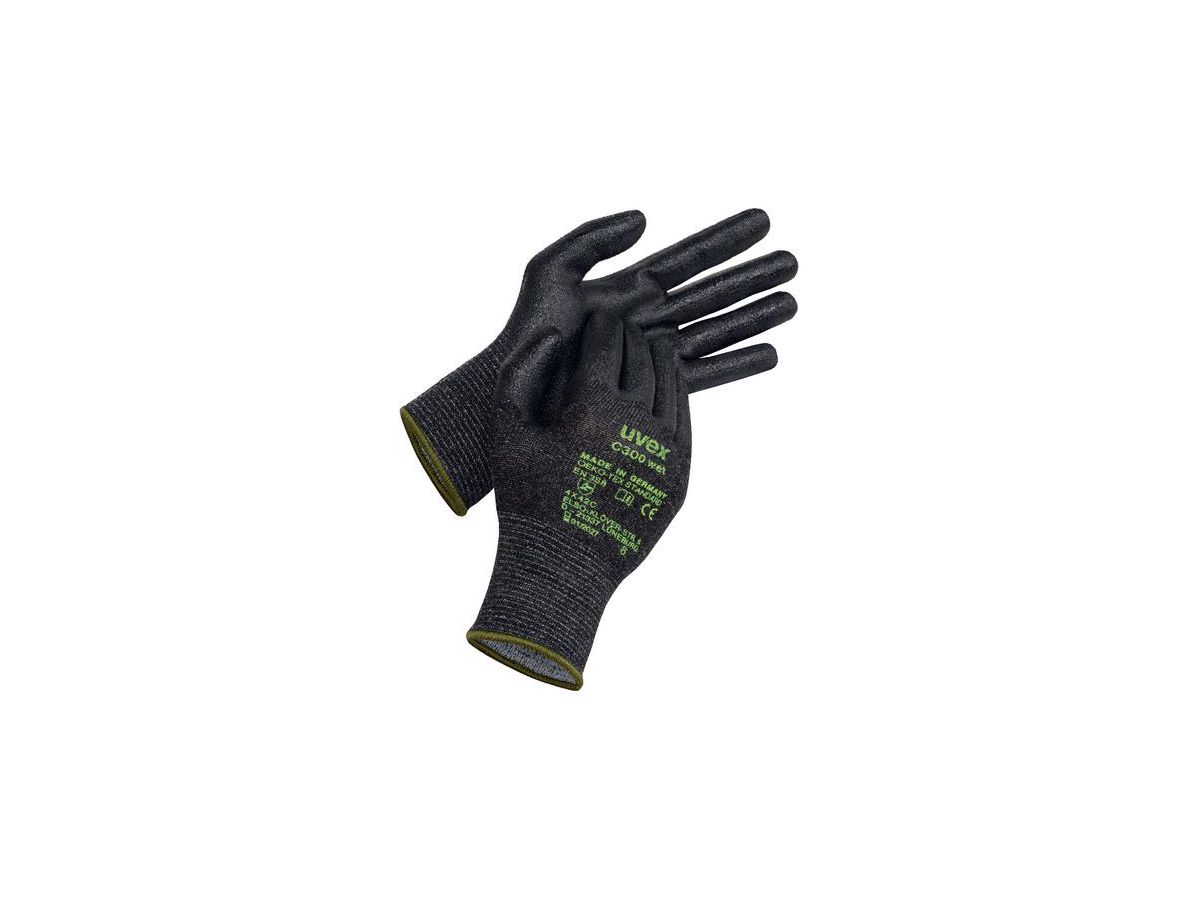 UVEX Schnittschutz-Handschuh C300 wet Gr. 7 Elastomer grau/schwarz, 6054.2