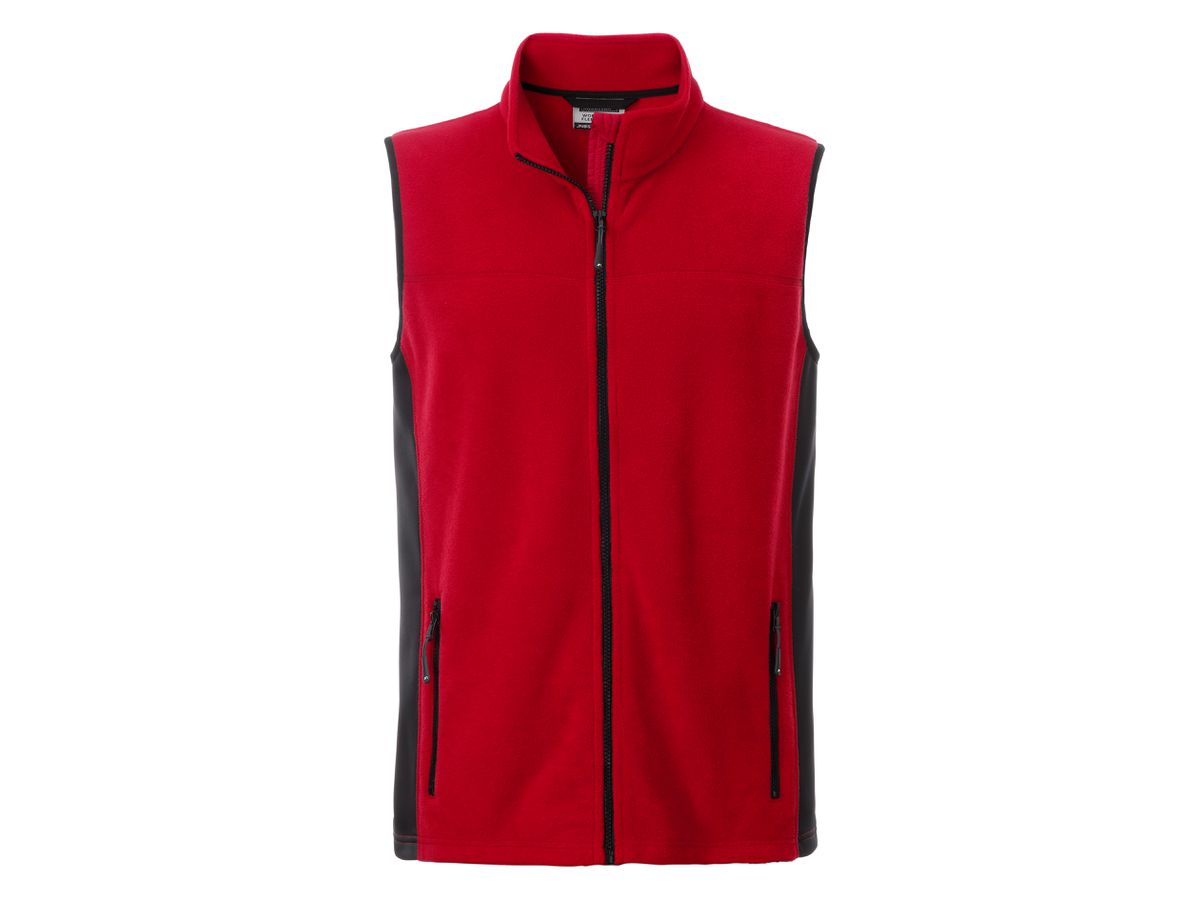 JN Men's Workwear Fleece Vest JN856 100%PES, red/black, Größe M