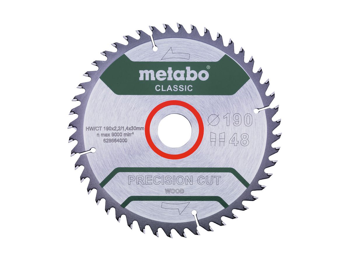METABO Kreissägeblatt PrecisionCut Classic 190x30 48WZ 15° /B