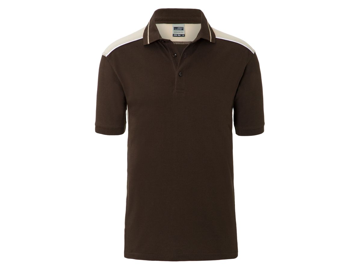 JN Men's Workwear Polo - COLOR - JN858 brown/stone, Größe XL