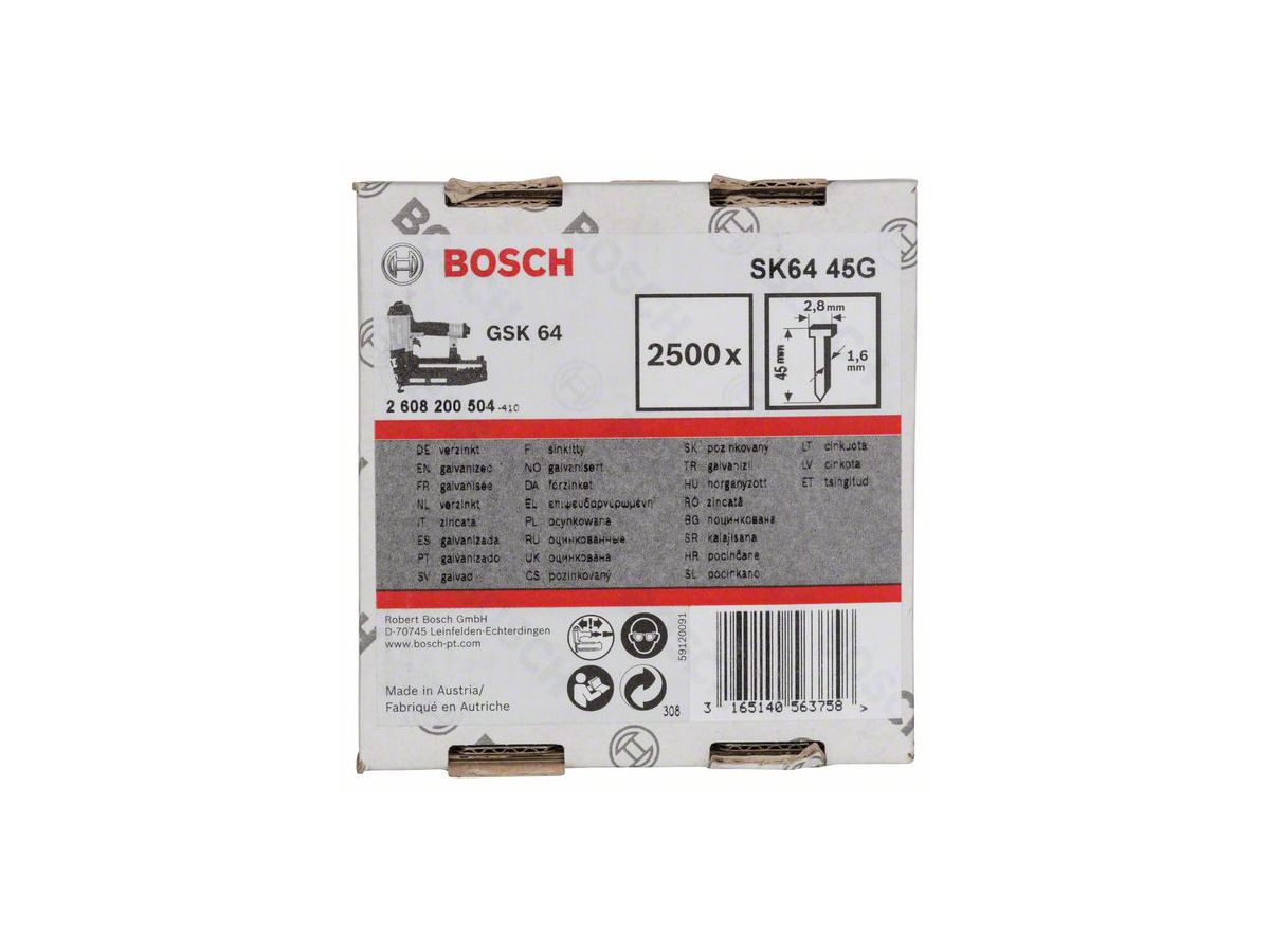 BOSCH Senkkopf-Stift SK 64 45G 1,6/45 mm, verzinkt, VE 2500