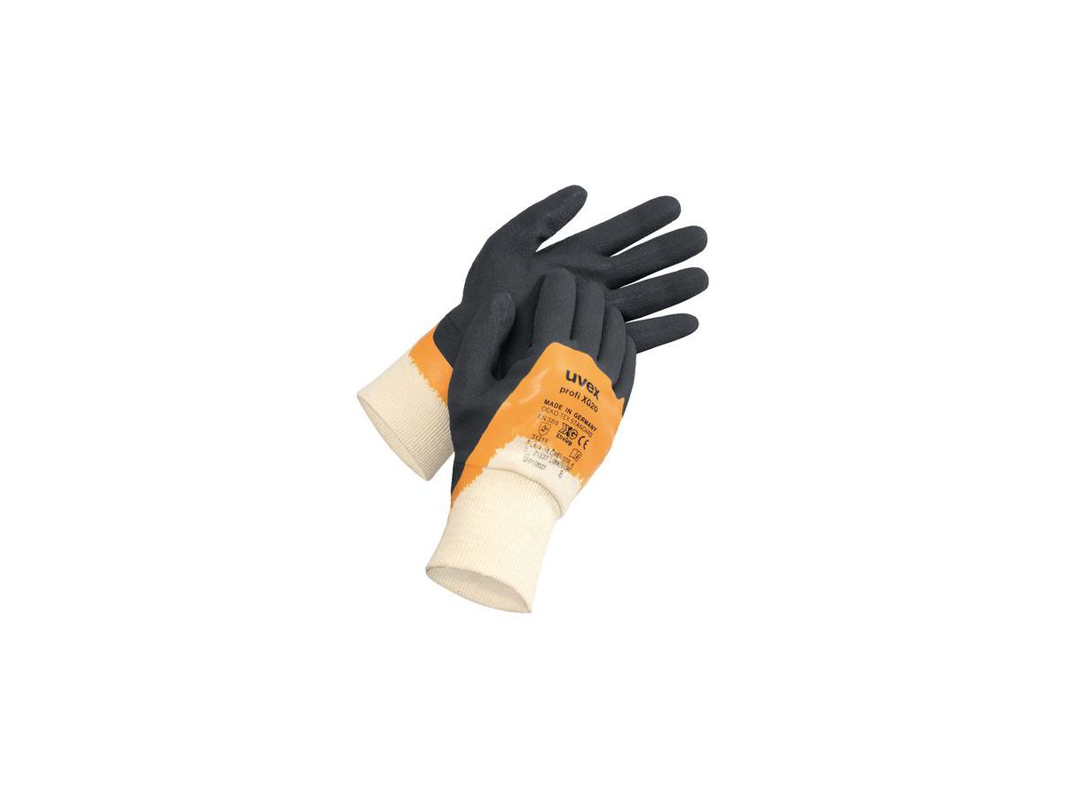 UVEX Montage-Handschuh profi XG20 Gr. 7 Nitril orange/schwarz, 6020.8