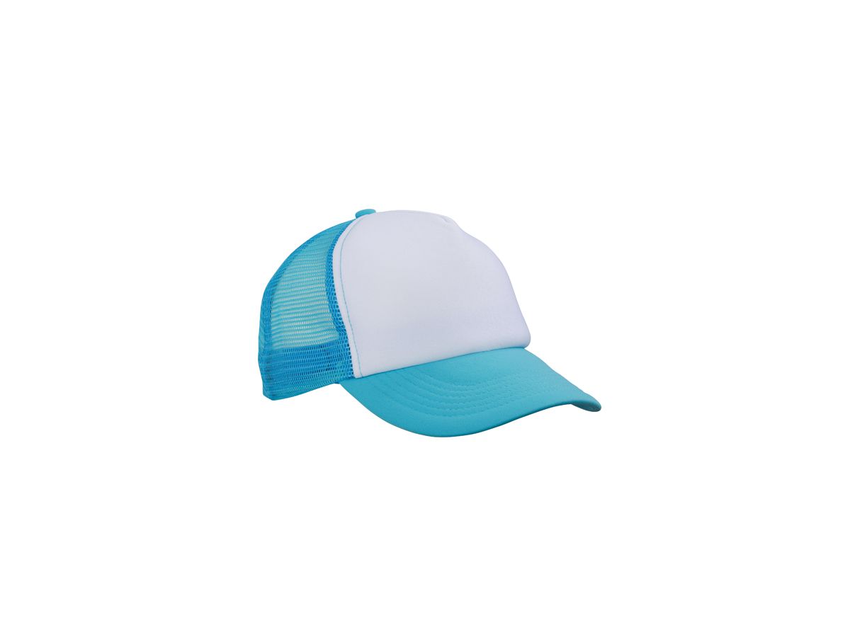 mb 5 Panel Polyester Mesh Cap MB070 100%PES, white/pacific, Größe one size