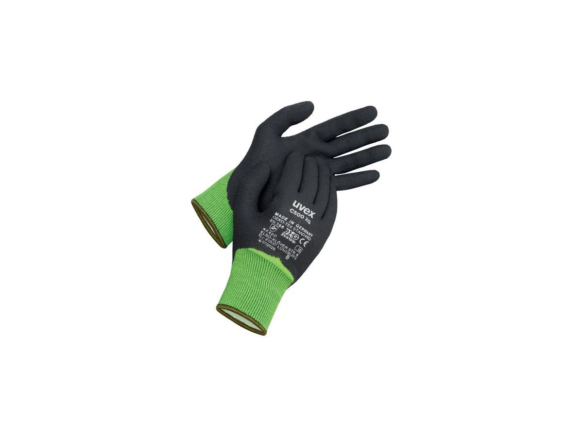 UVEX Schnittschutz-Handschuh C500 XG Gr. 8 Elastomer lime/grau, 6060.0