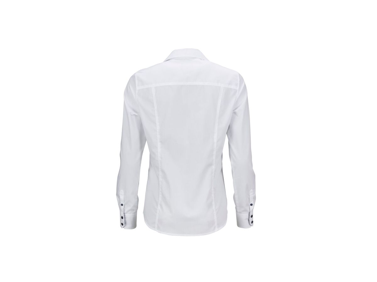 JN Ladies Shirt "Plain"  JN647 100% BW,  white/blue-white, Gr. 2XL