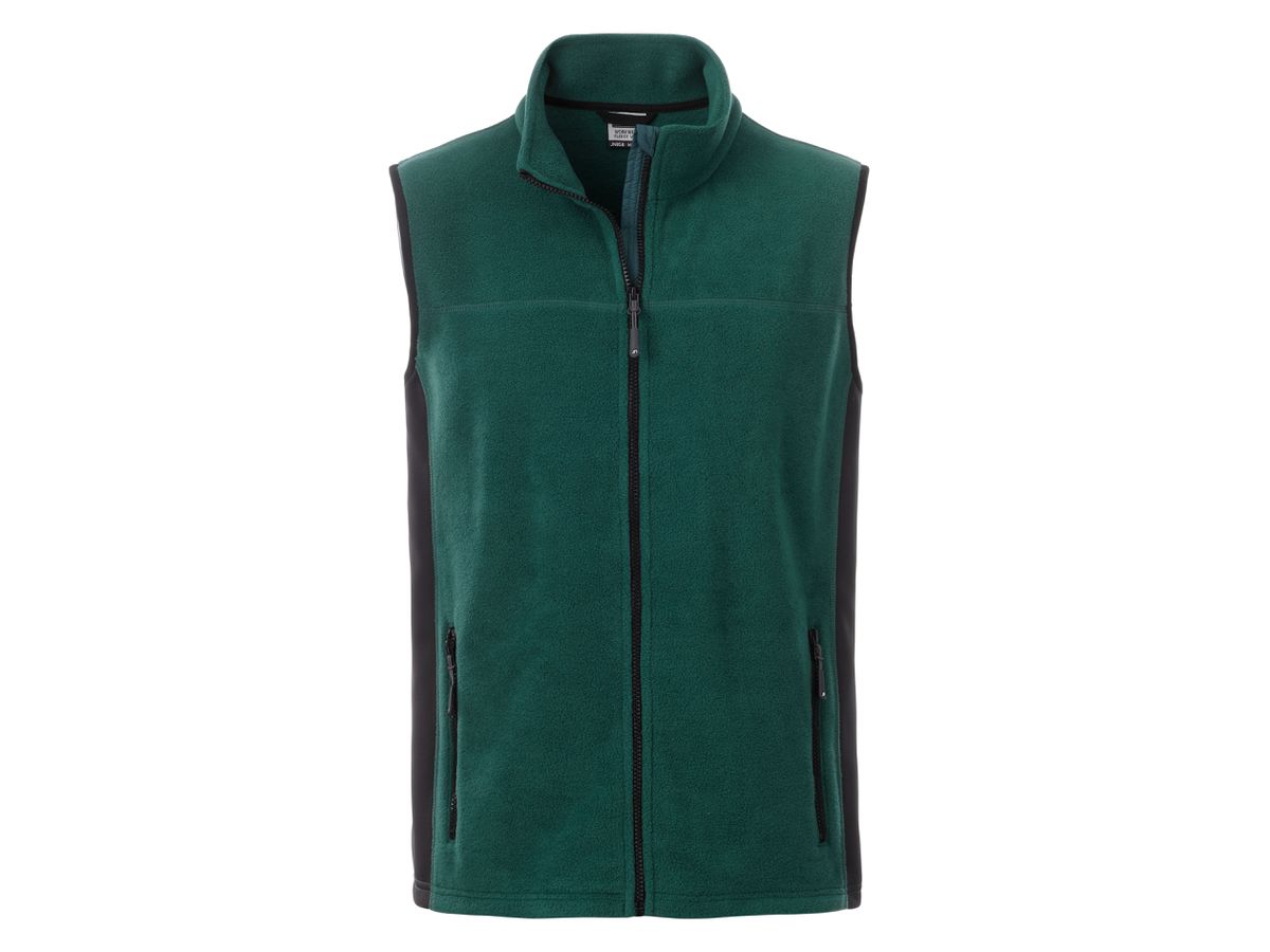 JN Men's Workwear Fleece Vest JN856 100%PES, dark-green/black, Größe XS