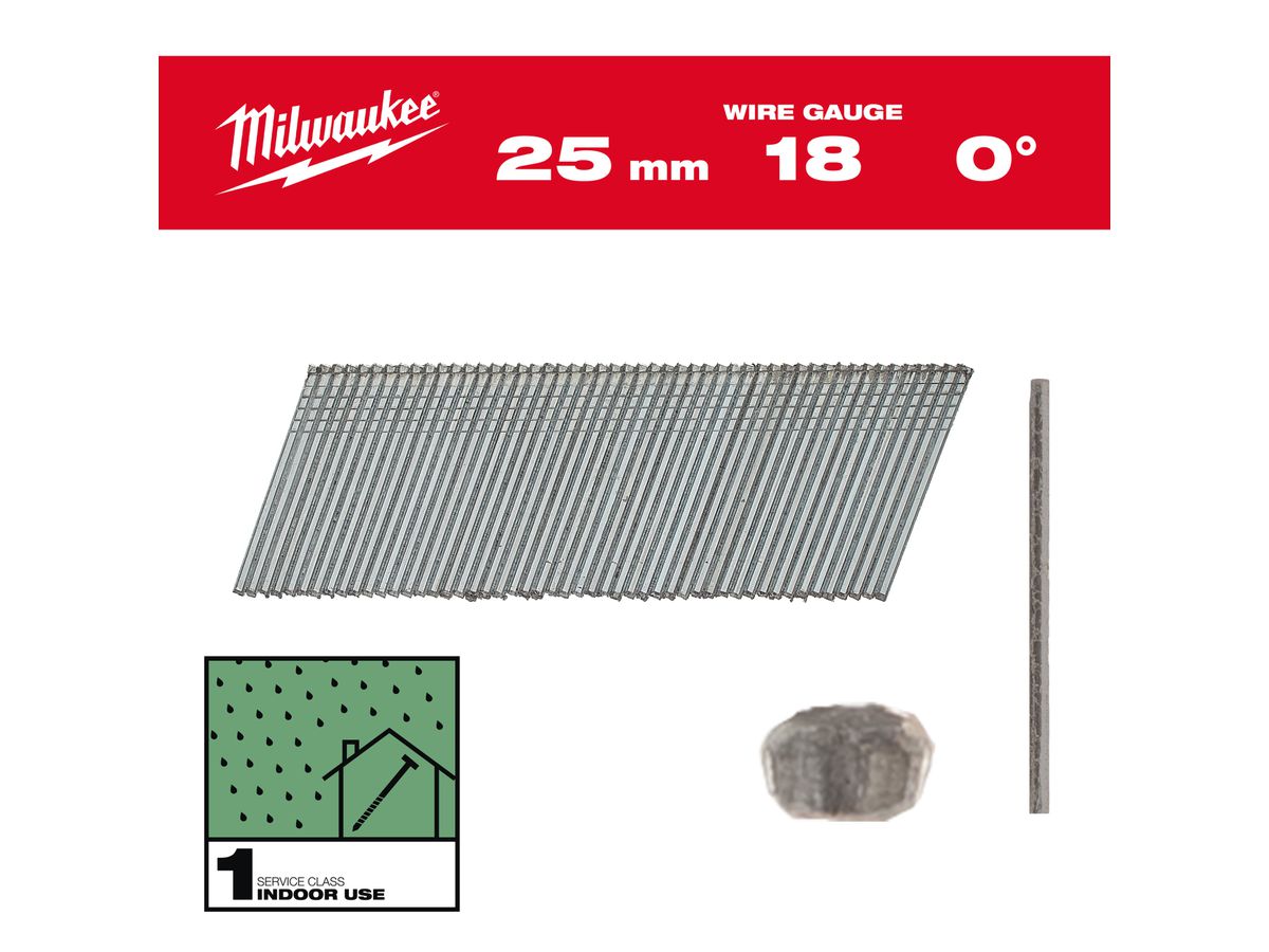 MILWAUKEE Stauchkopfnägel 18 GA 1,05x1,25x25 mm zn, 0°