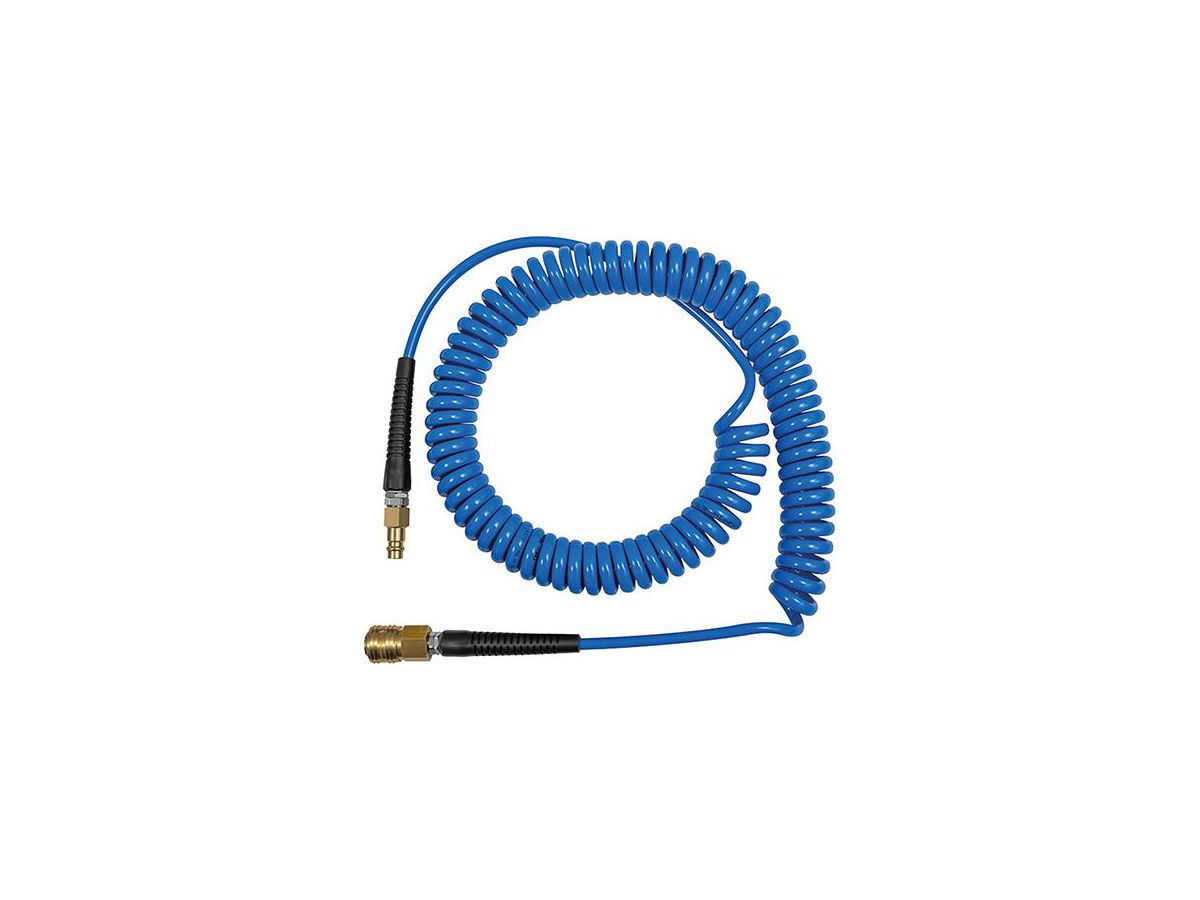 Riegler Spiralschlauch PU Blau, Kupplung u. Stecker NW 7,2 12 x 8 mm, 6m