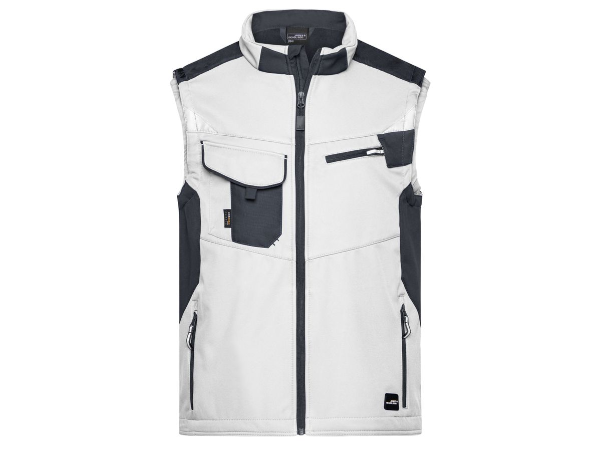 JN Workwear Softshell Vest JN845 100%PES, white/carbon, Größe 5XL