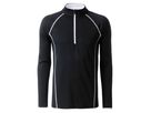 JN Men's Sports Shirt Longsleeve JN498 black/white, Größe L