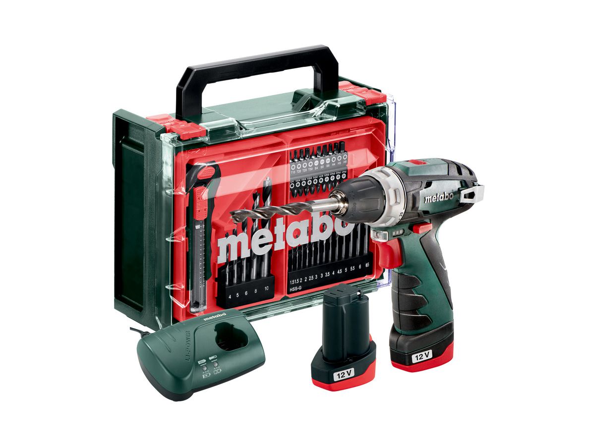 METABO Akku-Bohrschrauber PowerMaxx BS Basic Set, Mobile Werkstatt