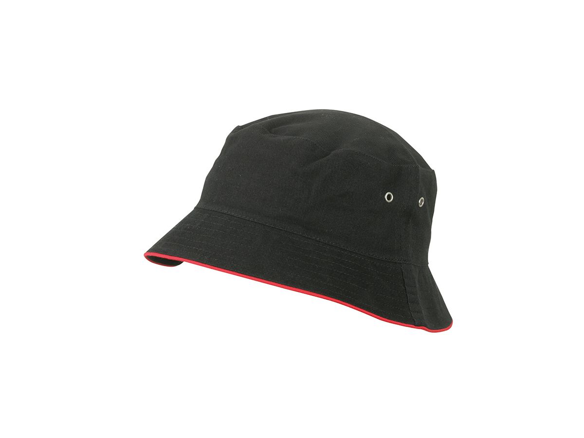 mb Fisherman Piping Hat MB012 100%BW, black/red, Größe L/XL