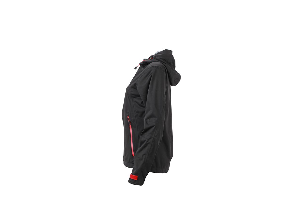 JN Ladies Outdoor Jacket JN1097 100%PES, black/red, Größe 2XL