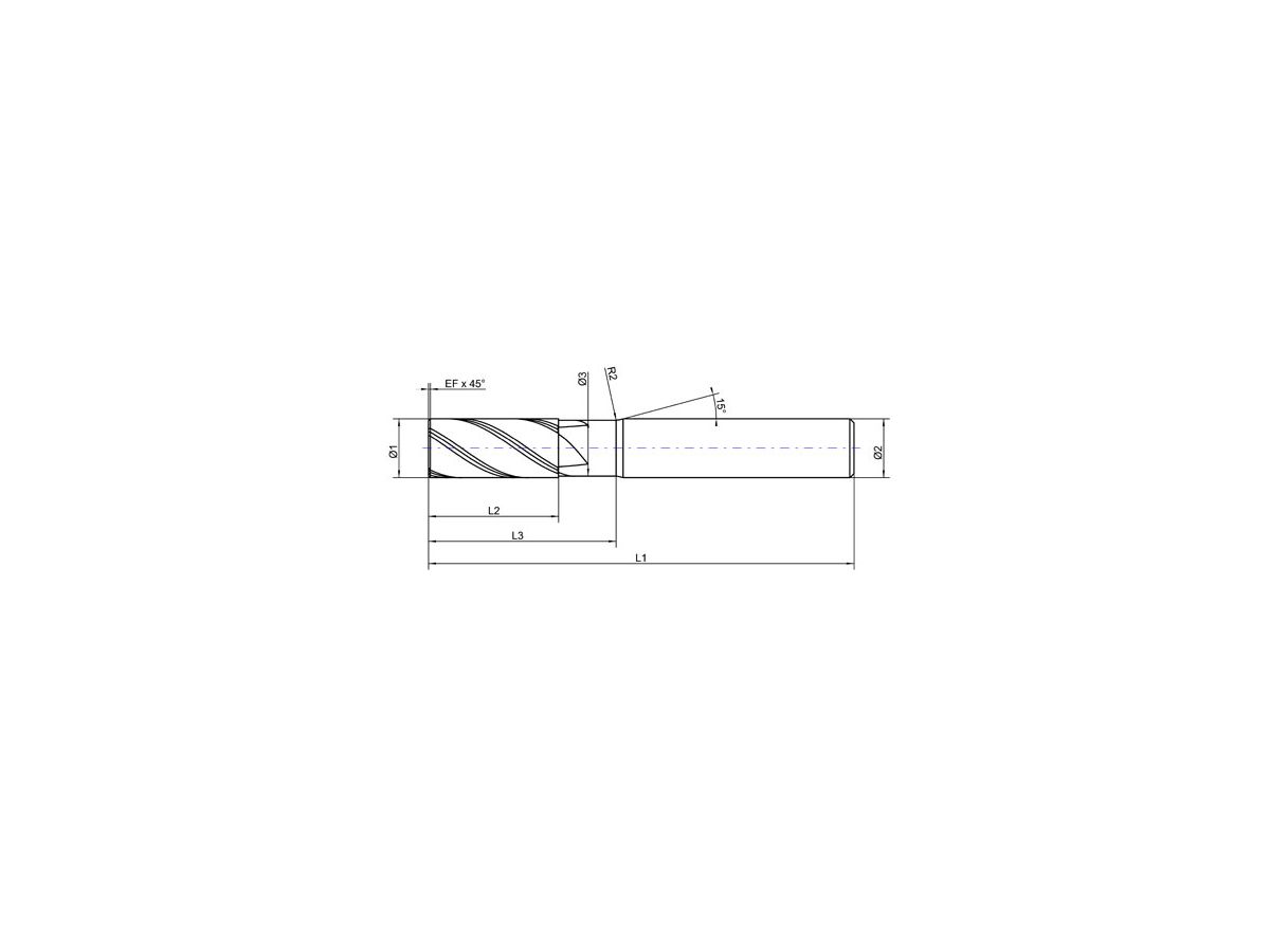 Schachtfrees HPC lang VHM TiALN type RVS 35/38grad. Z4 5,0mm FORMAT GT