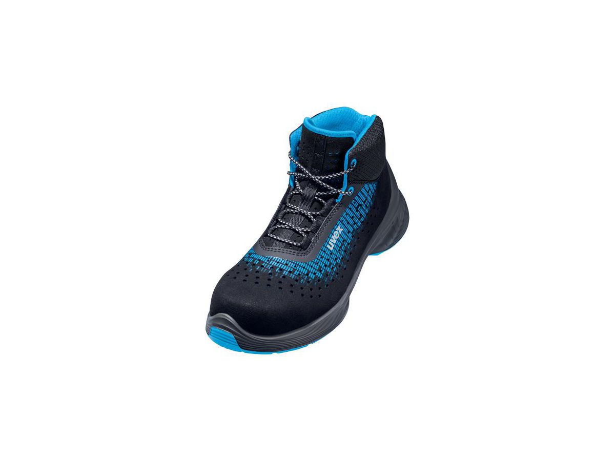 uvex 1 G2 gelochter Schnürstiefel S1 SRC schwarz/blau 6831.8  Größe 43