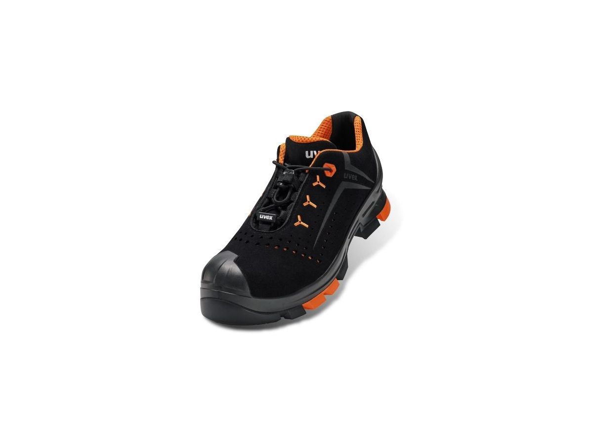 UVEX 2 Sicherheits-Halbschuh 6501.2 S1P Mikrovelours, schwarz/orange, W12, Gr.38