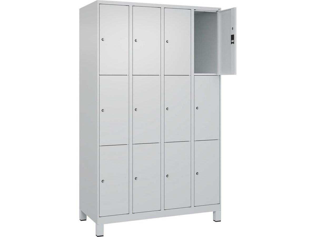 C+P Fächerschrank CLASSIC, Füße 1950x1200x500mm, 7035, 4x3 Fächer