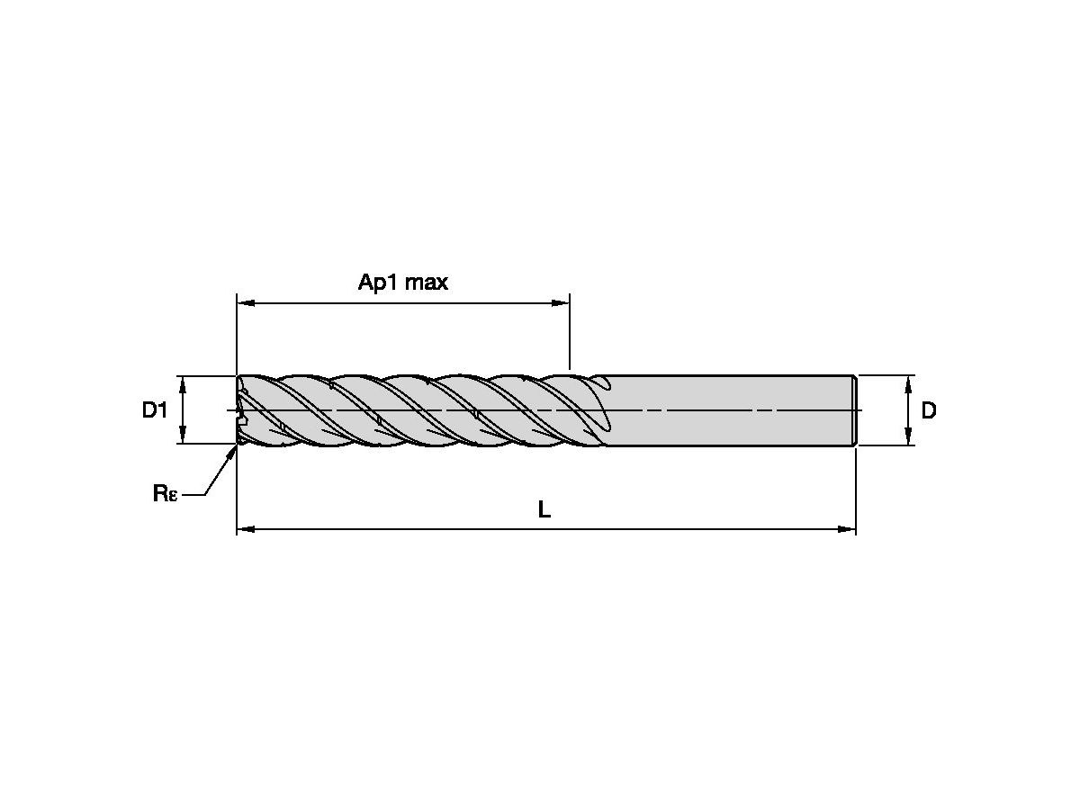 KENNAMETAL KOR5RA0625L313HAR030KC643M ENDMILL KOR5 5/8X5/8X3 1/8X6 R.03