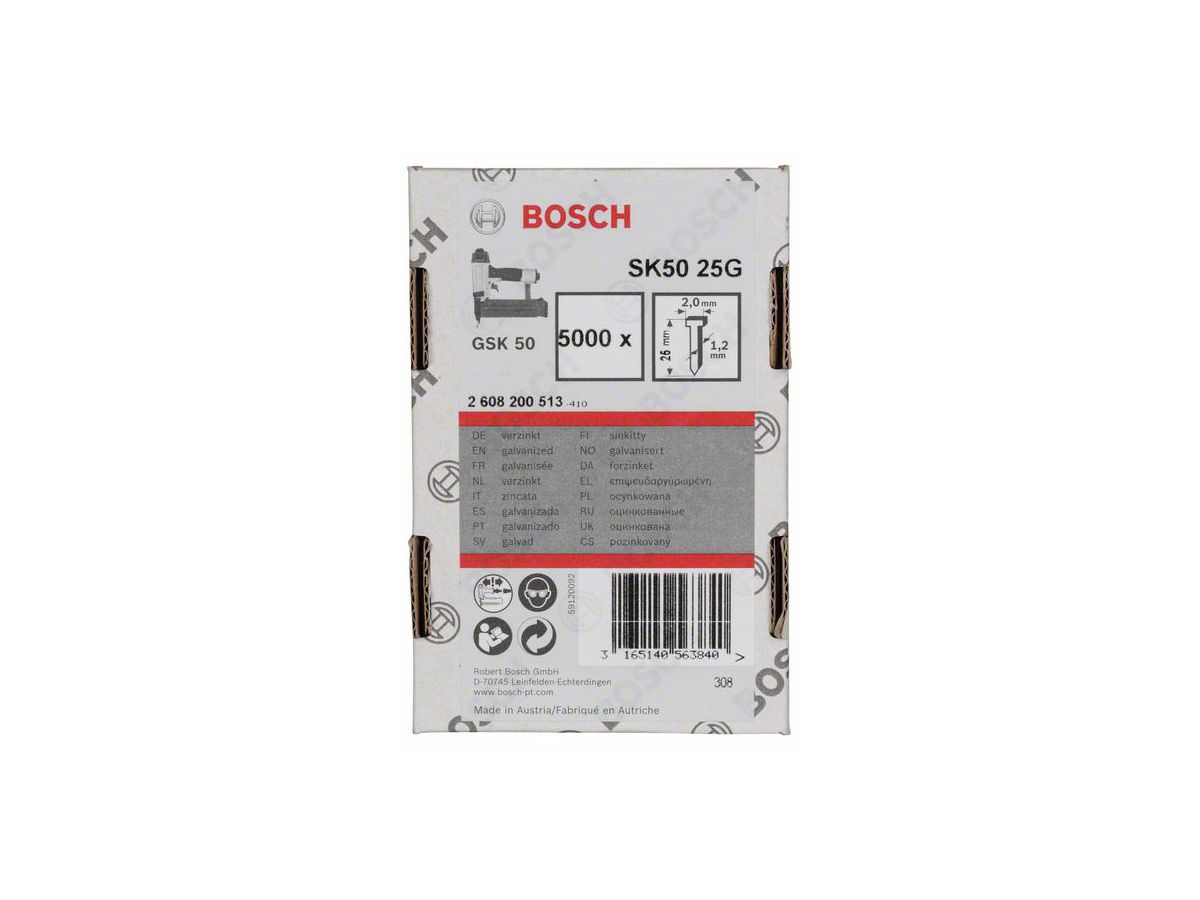 BOSCH Senkkopf-Stift SK 640 25G 1,2/25 mm, verzinkt, VE 5000