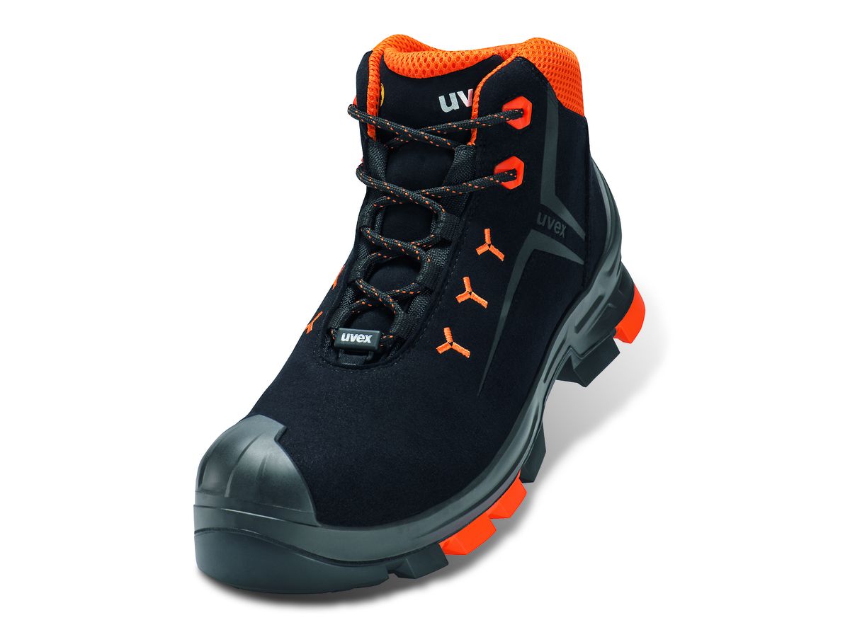 UVEX 2 Sicherheits-Stiefel  6509.2 S3 Mikrovelours, schwarz/orange